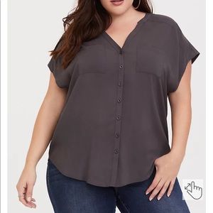 Torrid Grey Dolman Challis Blouse